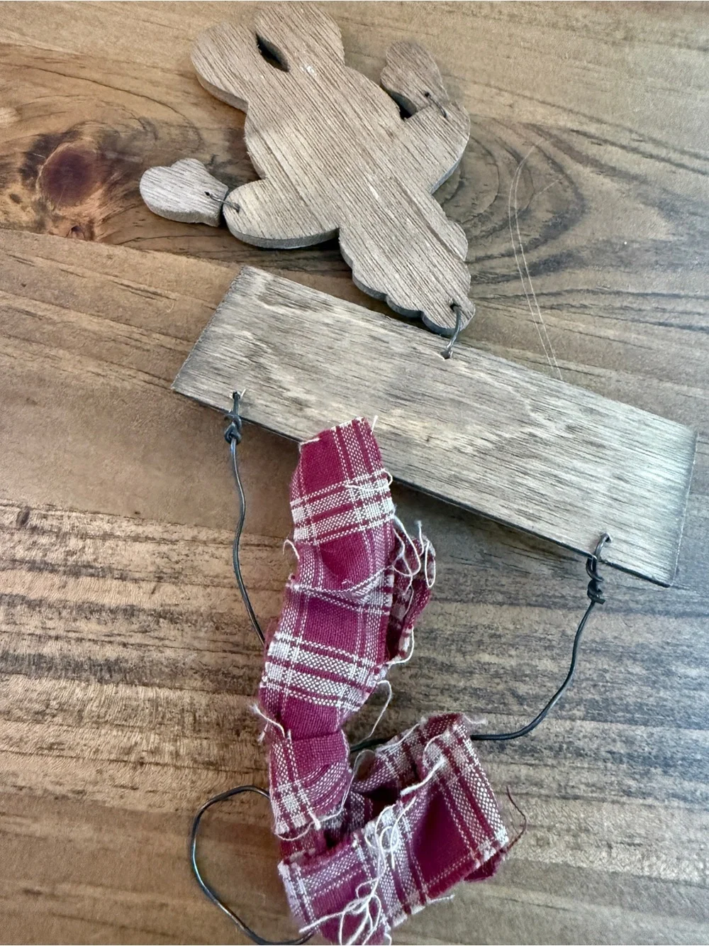 Rustic Snowman Hanging Ornament - Cream and Teal Holiday Decor